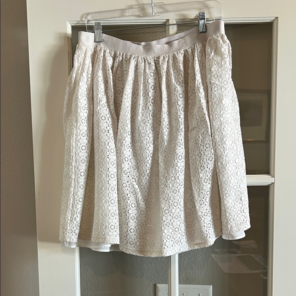 Chaps Cream Lace A-Line Skirt